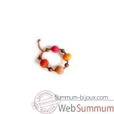 Joyaux de la couronne-Bracelet perle filigrane/feutre fusains-brffefus
